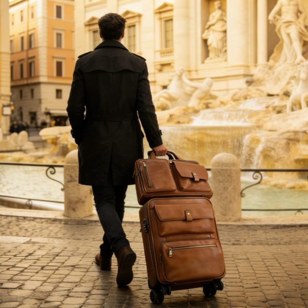 Premium Full-Grain Leather Luggage & Briefcase Set