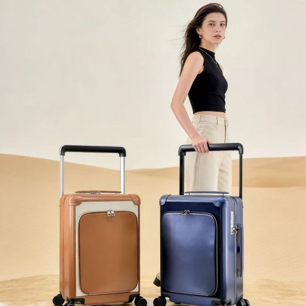 Luxury Leather-Clad Hard Shell Travel Luggage