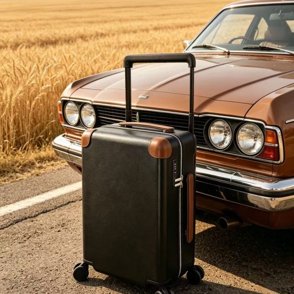 Premium Full-Grain Leather Hard-Shell Carry-On Luggage